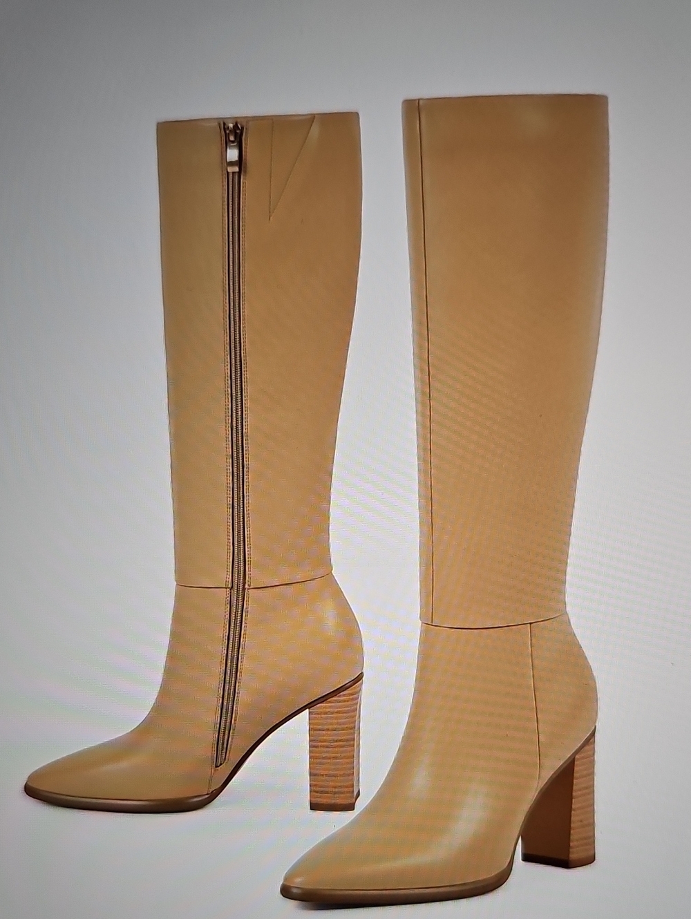Women's NWT Tall Tan Leather Block Heel Boots